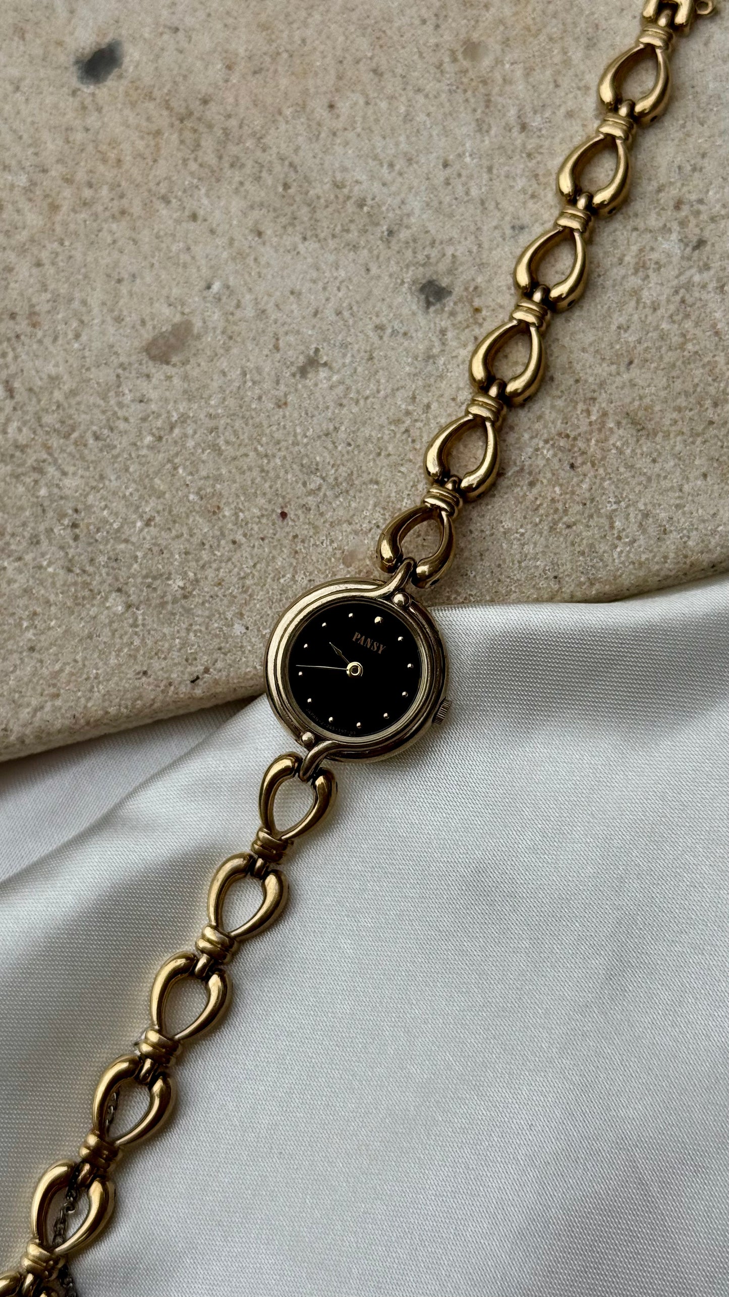 Ricoh Pansy Vintage Watch 1992 - Black Dial, Gold Plated