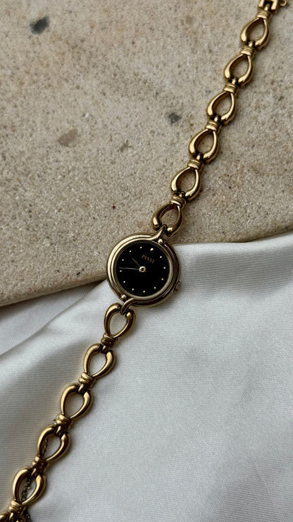 Ricoh Pansy Vintage Watch 1992 - Black Dial, Gold Plated