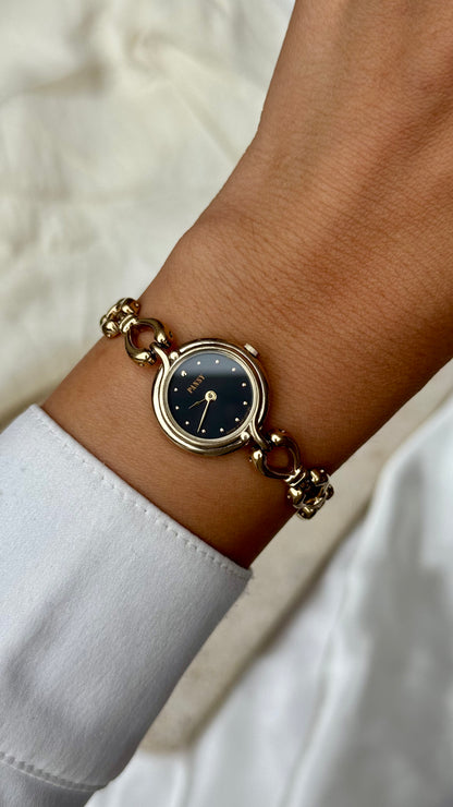 Ricoh Pansy Vintage Watch 1992 - Black Dial, Gold Plated