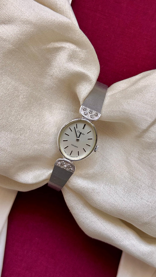 Vintage ORIENT Watch 1980s - White Gold Plated
