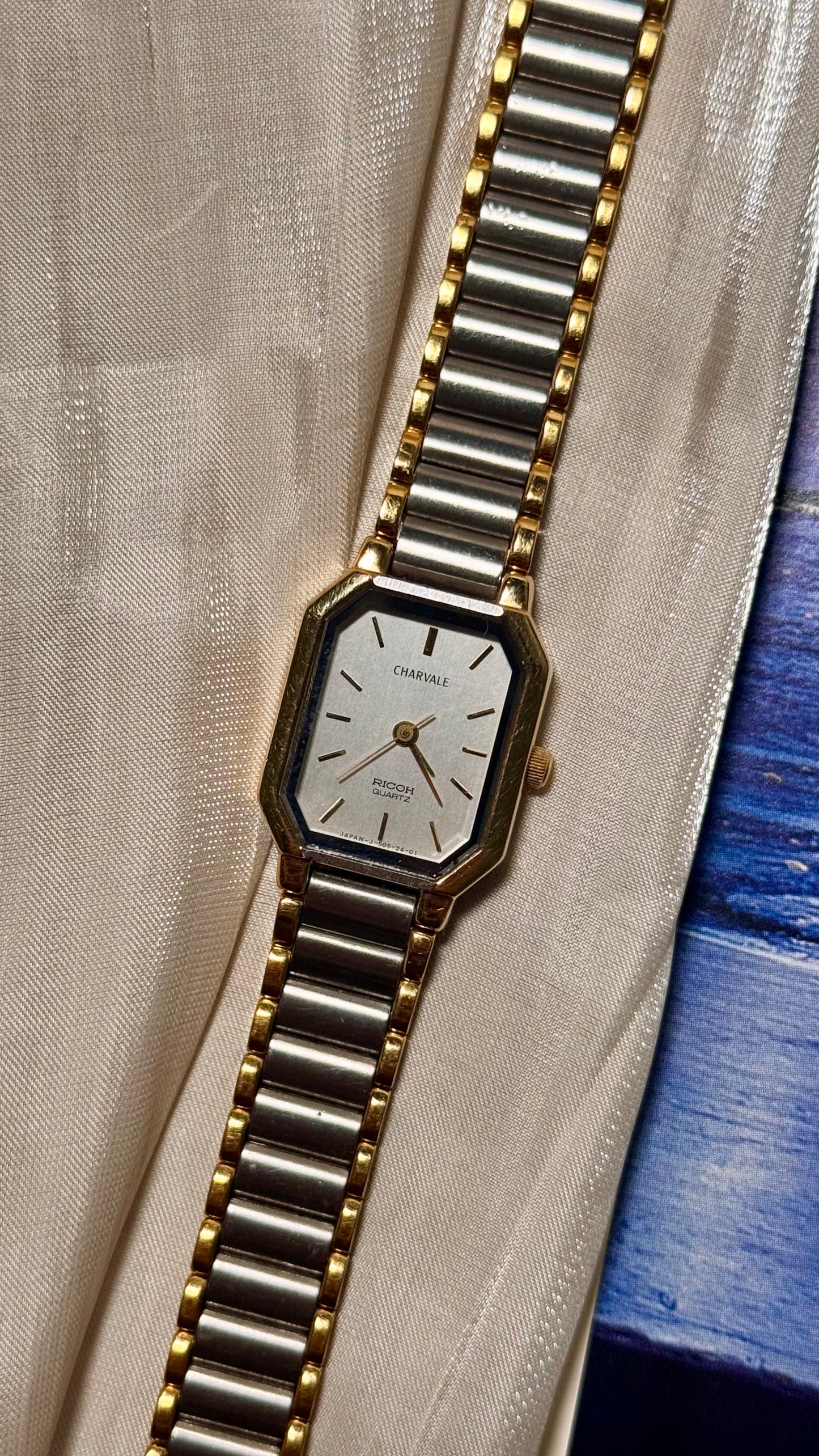 1980s Vintage Ricoh Charvale Watch - Gold and Palladium Plated - Near Mint Condition