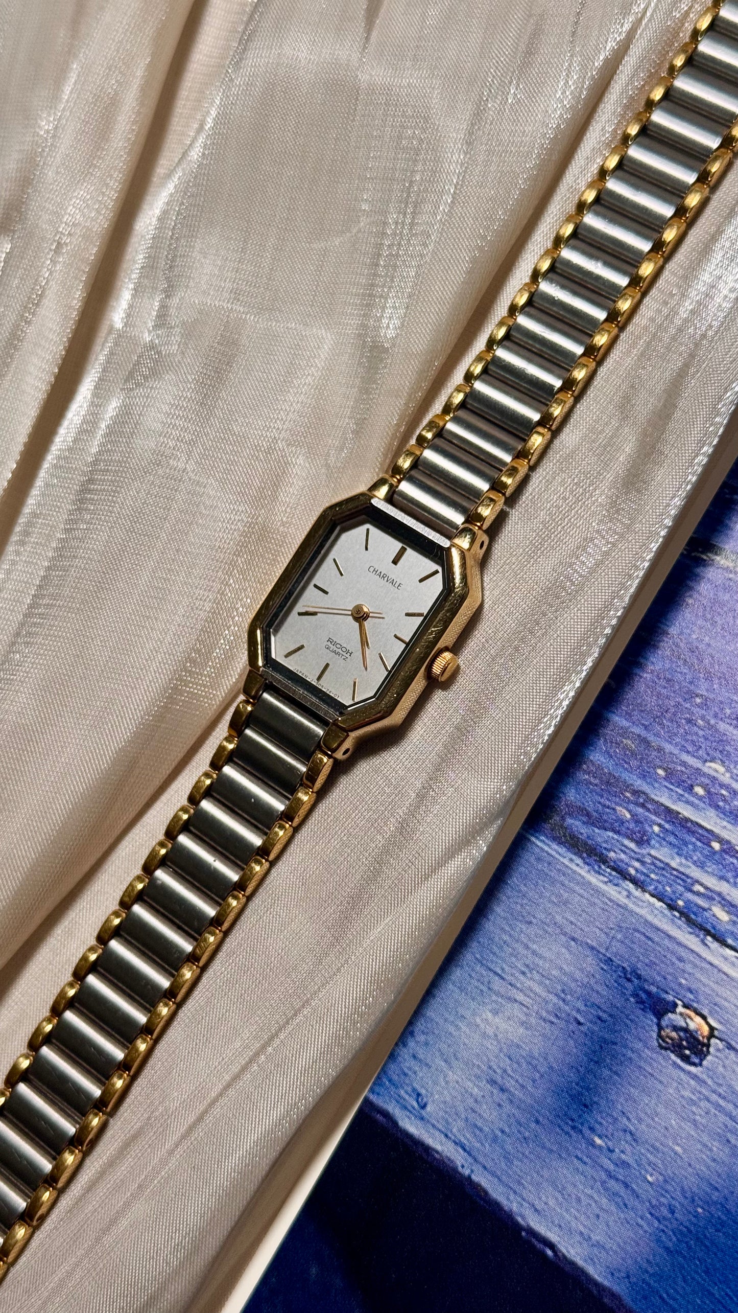 1980s Vintage Ricoh Charvale Watch - Gold and Palladium Plated - Near Mint Condition