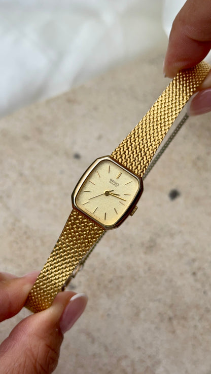 Vintage Seiko Integrated Woven Bracelet Watch 1983 - gold plated