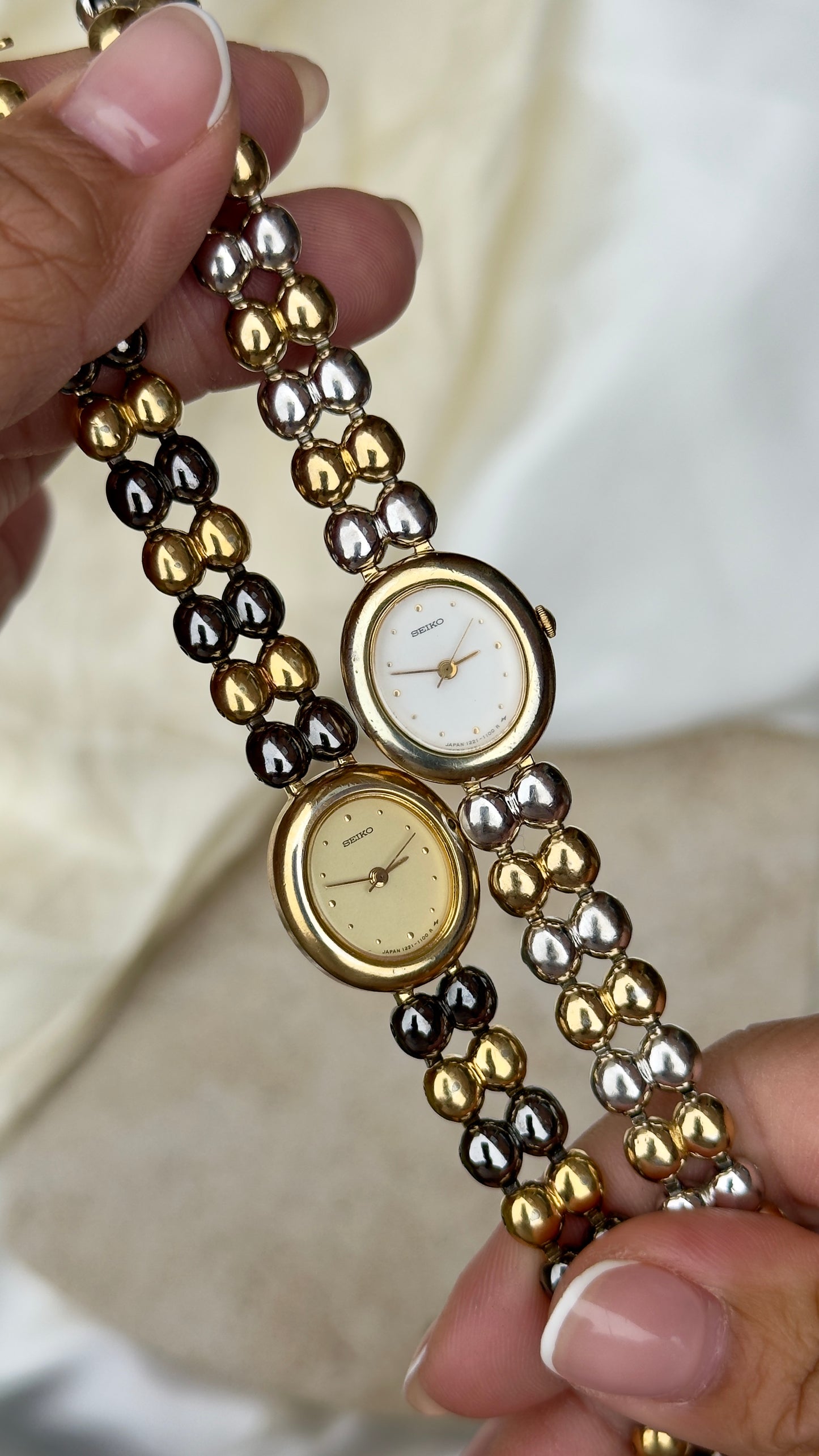 Vintage Seiko Watch 1995 - 18k Gold Plated, Oval Face (Sold separately)