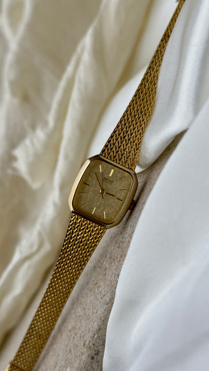 Vintage Seiko Integrated Woven Bracelet Watch 1983 - gold plated