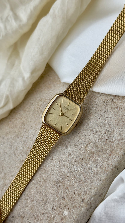 Vintage Seiko Integrated Woven Bracelet Watch 1983 - gold plated
