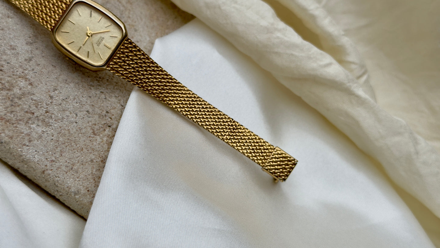 Vintage Seiko Integrated Woven Bracelet Watch 1983 - gold plated