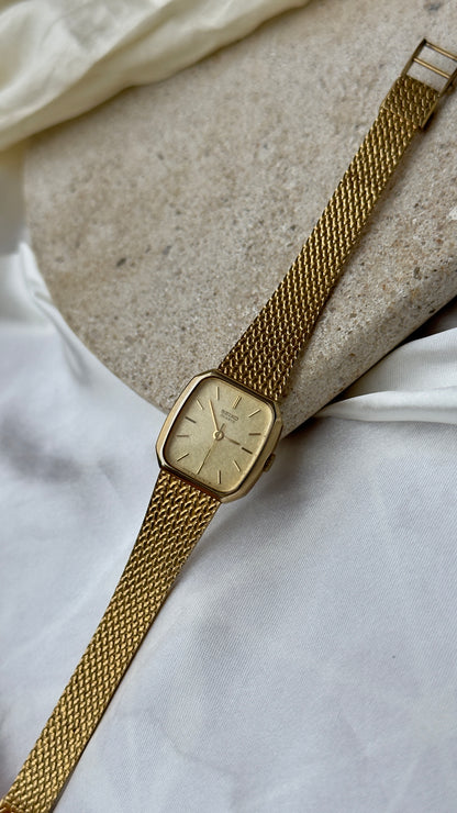 Vintage Seiko Integrated Woven Bracelet Watch 1983 - gold plated