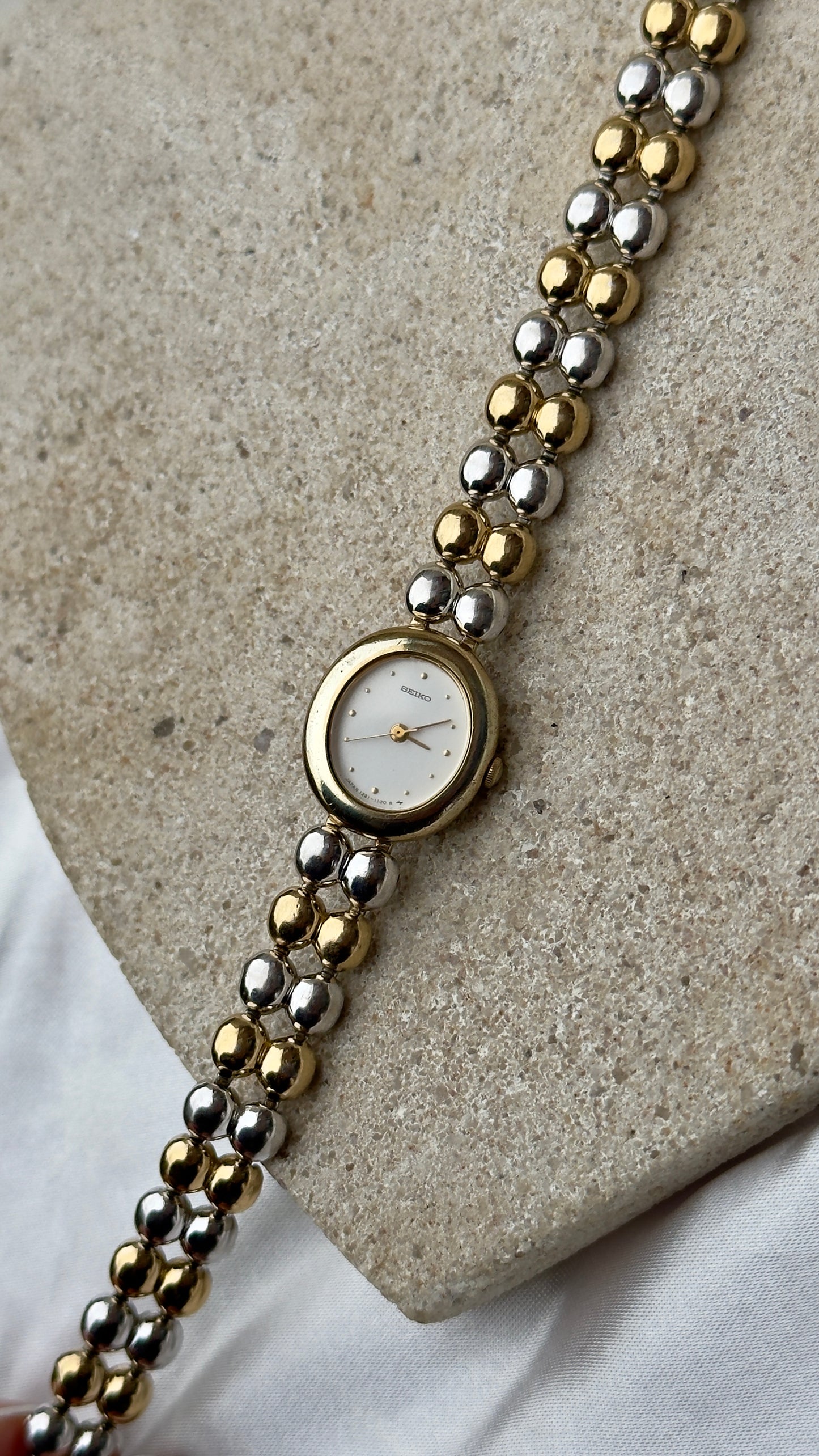 Vintage Seiko Watch 1995 - 18k Gold Plated, Oval Face (Sold separately)