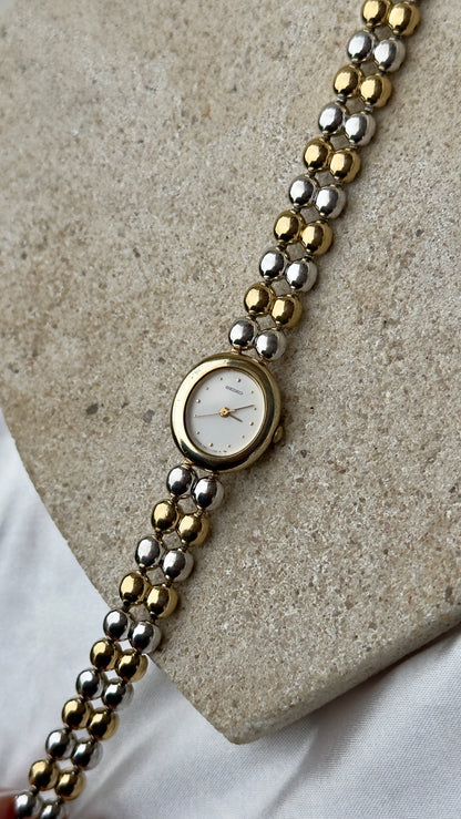 Vintage Seiko Watch 1995 - 18k Gold Plated, Oval Face (Sold separately)