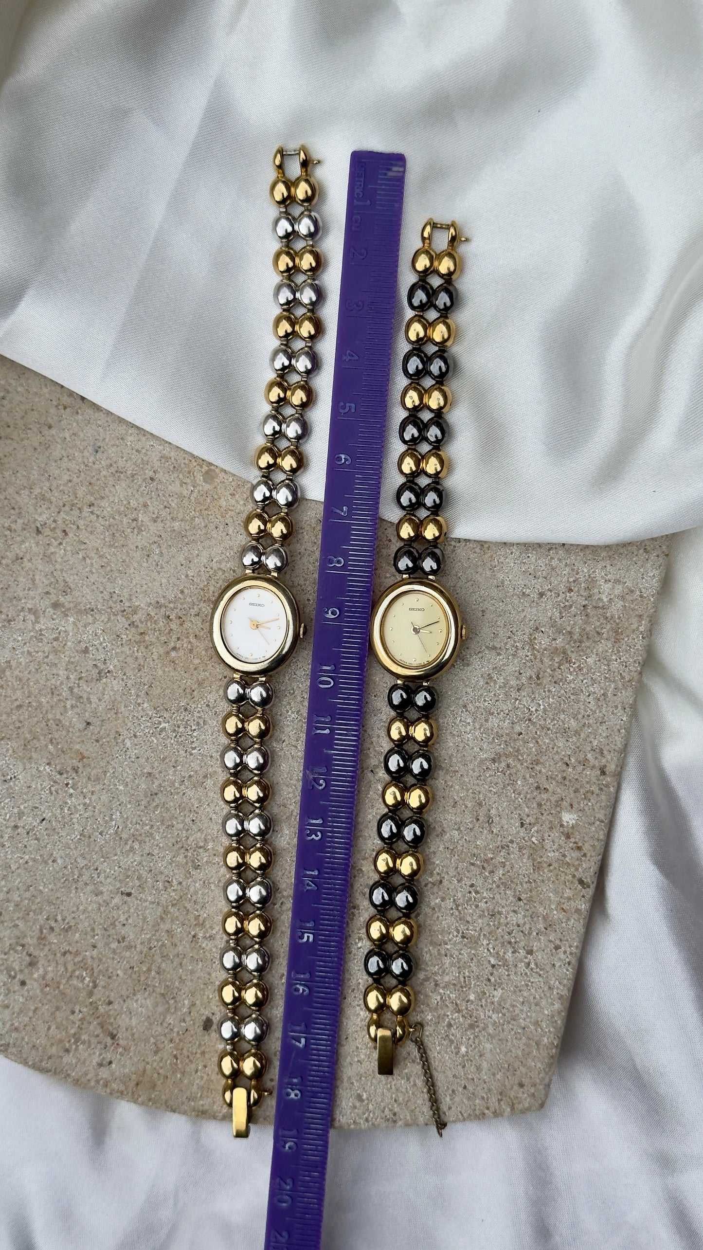 Vintage Seiko Watch 1995 - 18k Gold Plated, Oval Face (Sold separately)