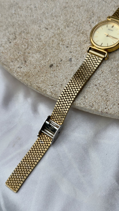 Seiko Mesh Bracelet Vintage Watch 1995 - Champagne Dial