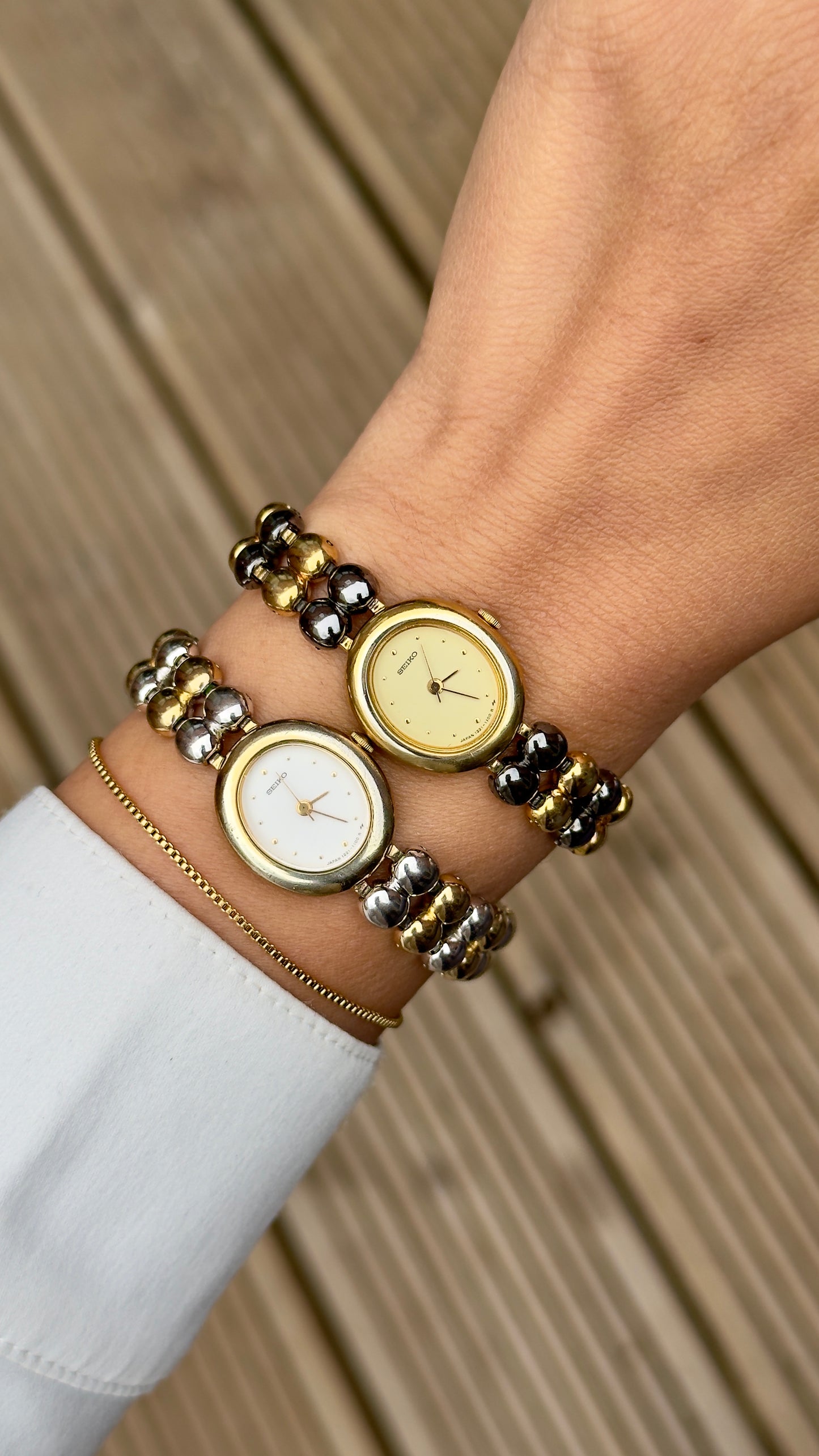 Vintage Seiko Watch 1995 - 18k Gold Plated, Oval Face (Sold separately)