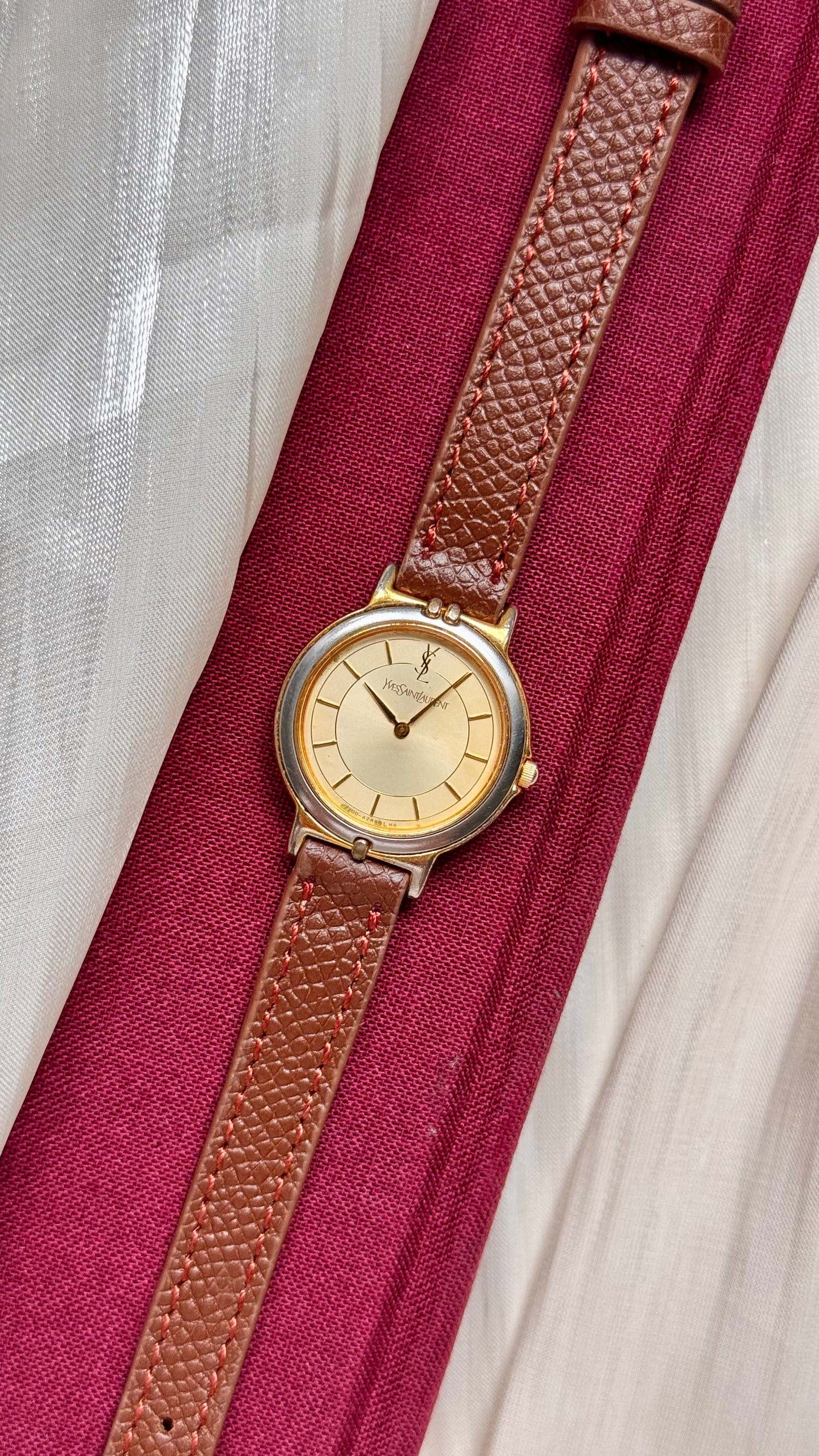 Yves Saint Laurent vintage watch (YSL) 1990s - Bespoke genuine leather