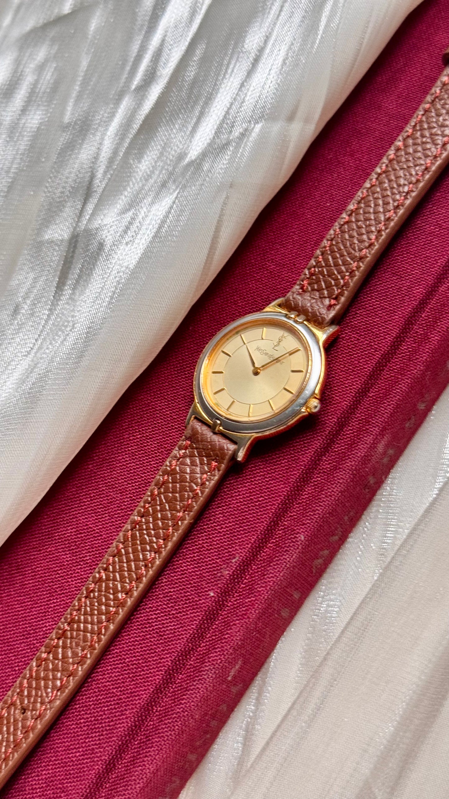 Yves Saint Laurent vintage watch (YSL) 1990s - Bespoke genuine leather