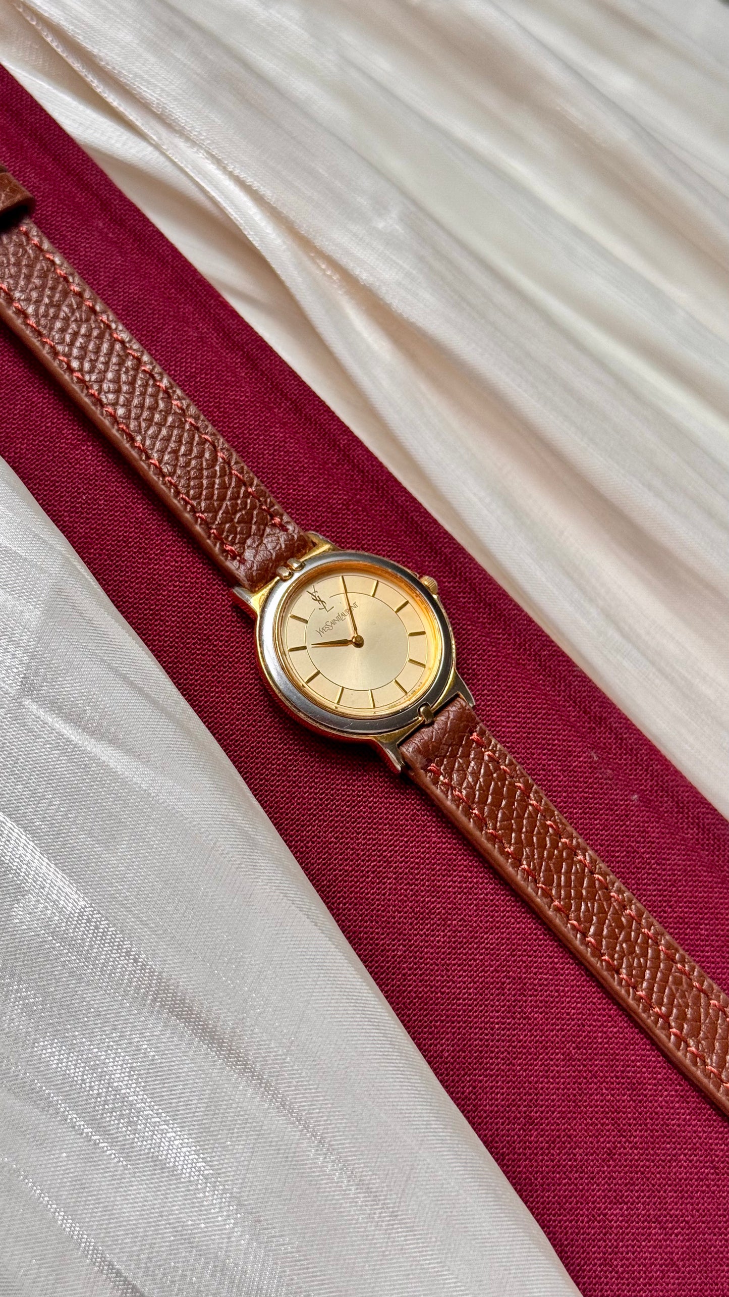 Yves Saint Laurent vintage watch (YSL) 1990s - Bespoke genuine leather