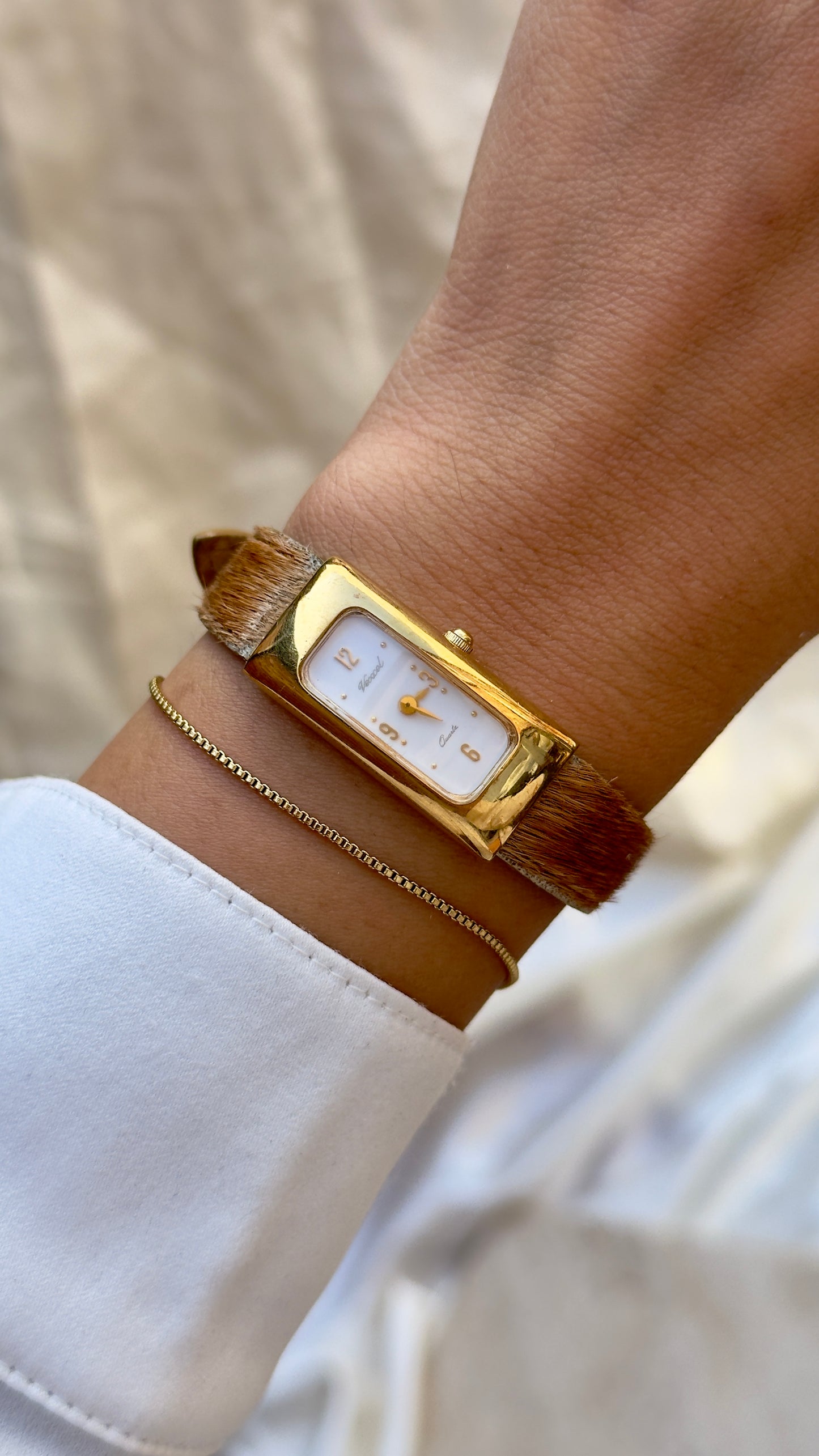 Vintage Vexcel Tank Watch - Pony hair leather