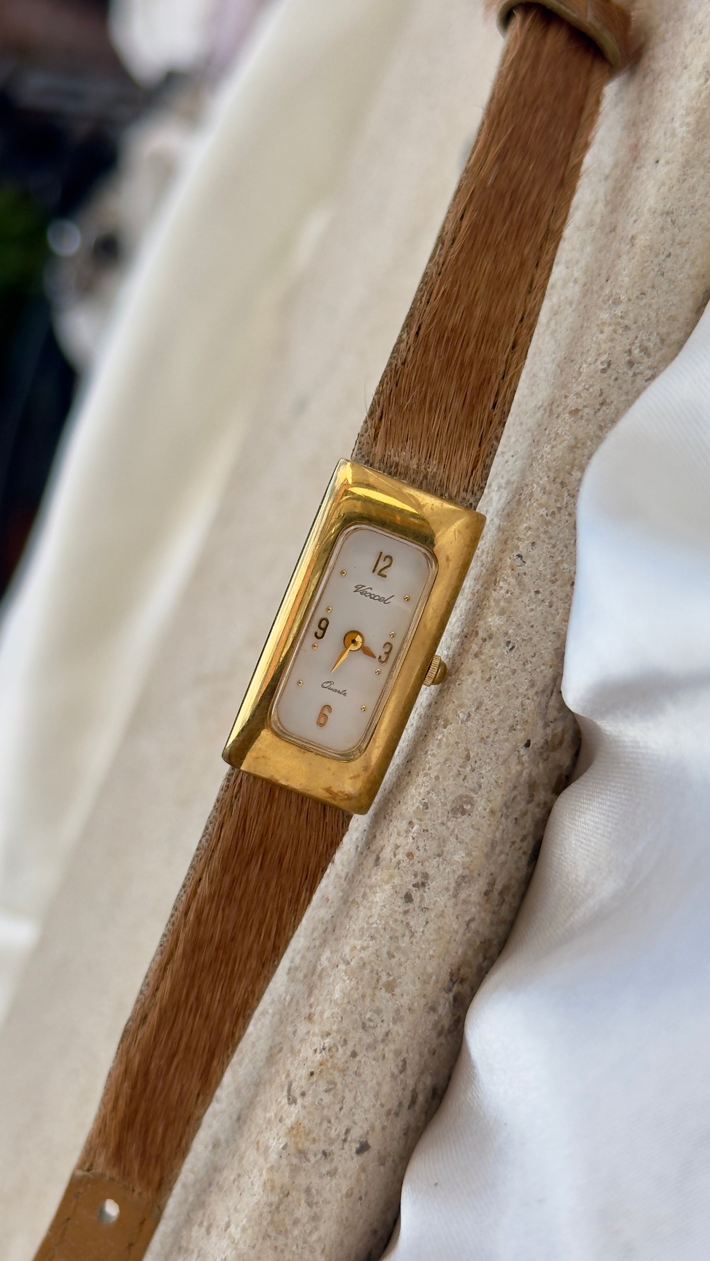 Vintage Vexcel Tank Watch - Pony hair leather