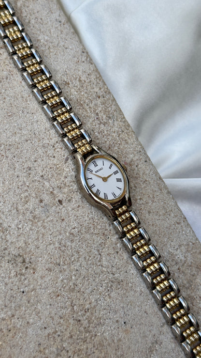 1990 Seiko Vintage Watch Oval Dial