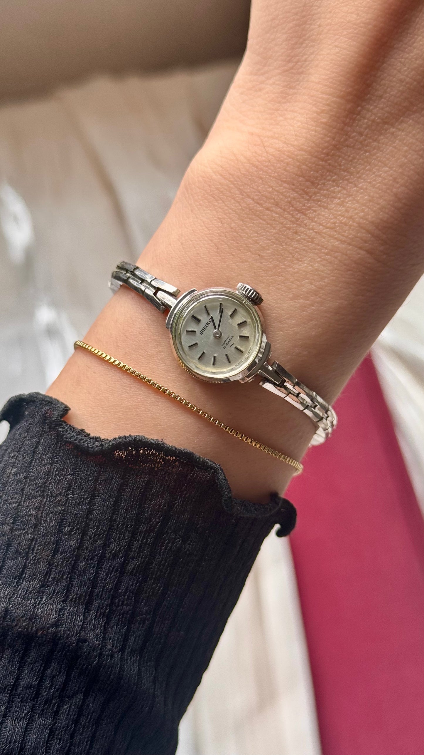 1960s Seiko Manual Wind Watch, White Gold Plated Plated Case