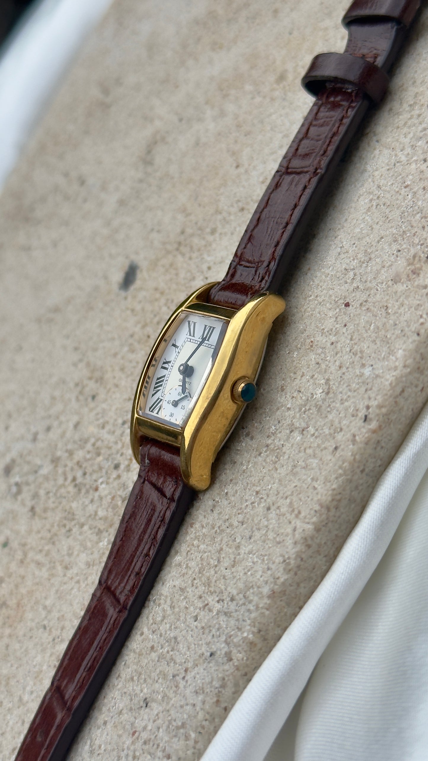 Vintage Noevir Watch 1990s - Handmade Genuine Leather