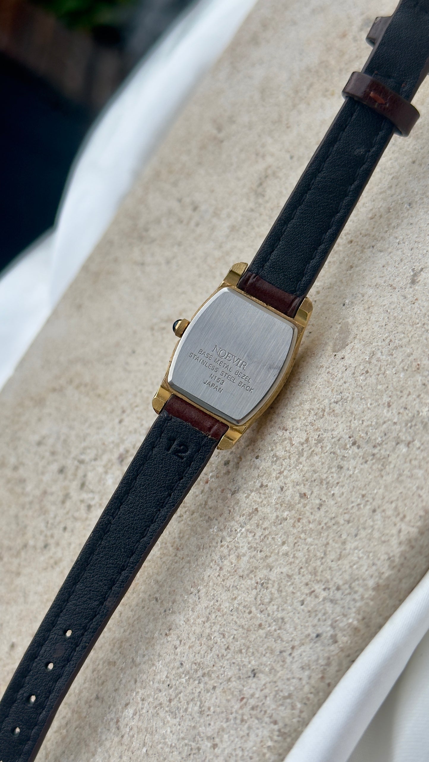 Vintage Noevir Watch 1990s - Handmade Genuine Leather