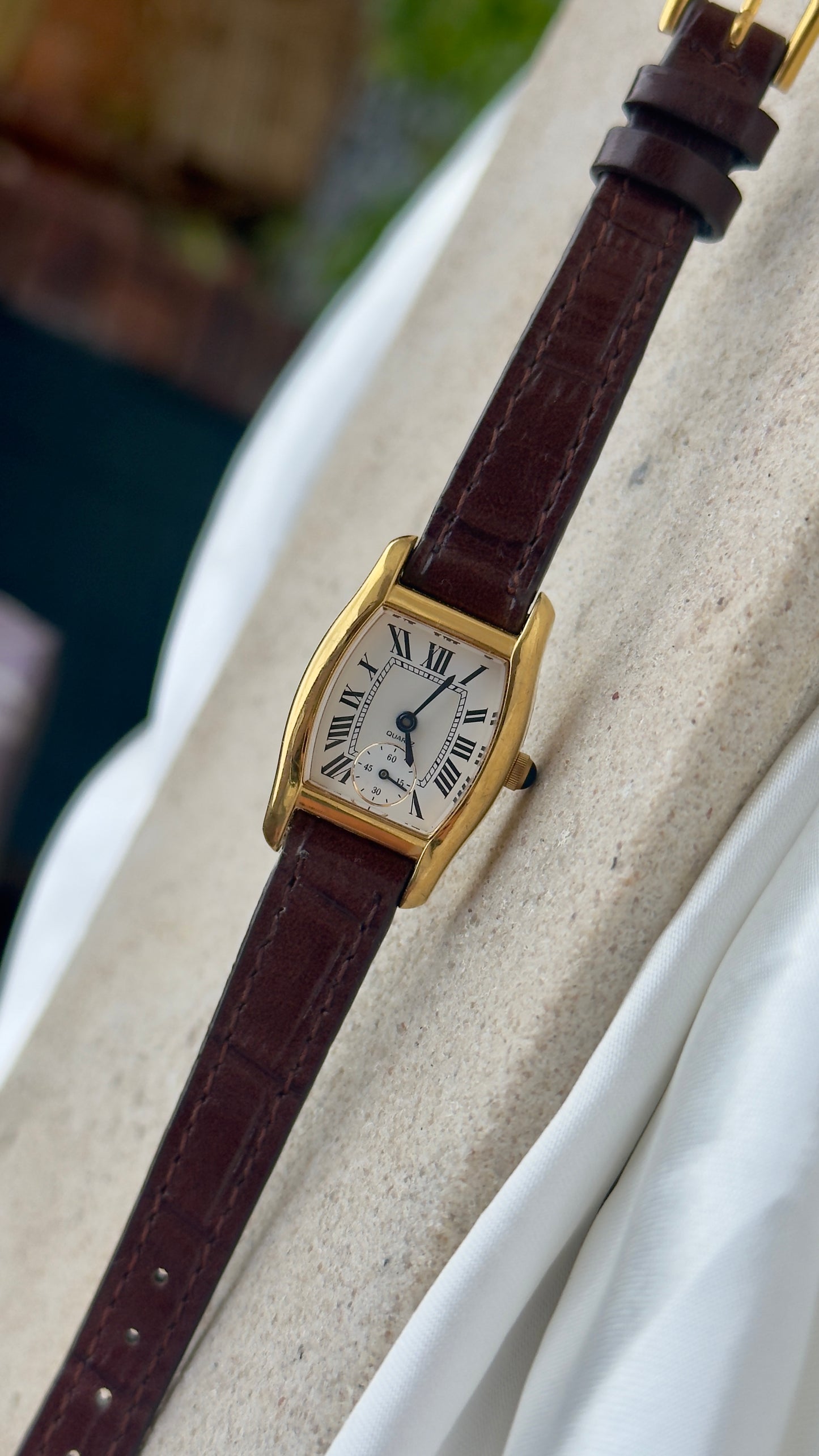 Vintage Noevir Watch 1990s - Handmade Genuine Leather