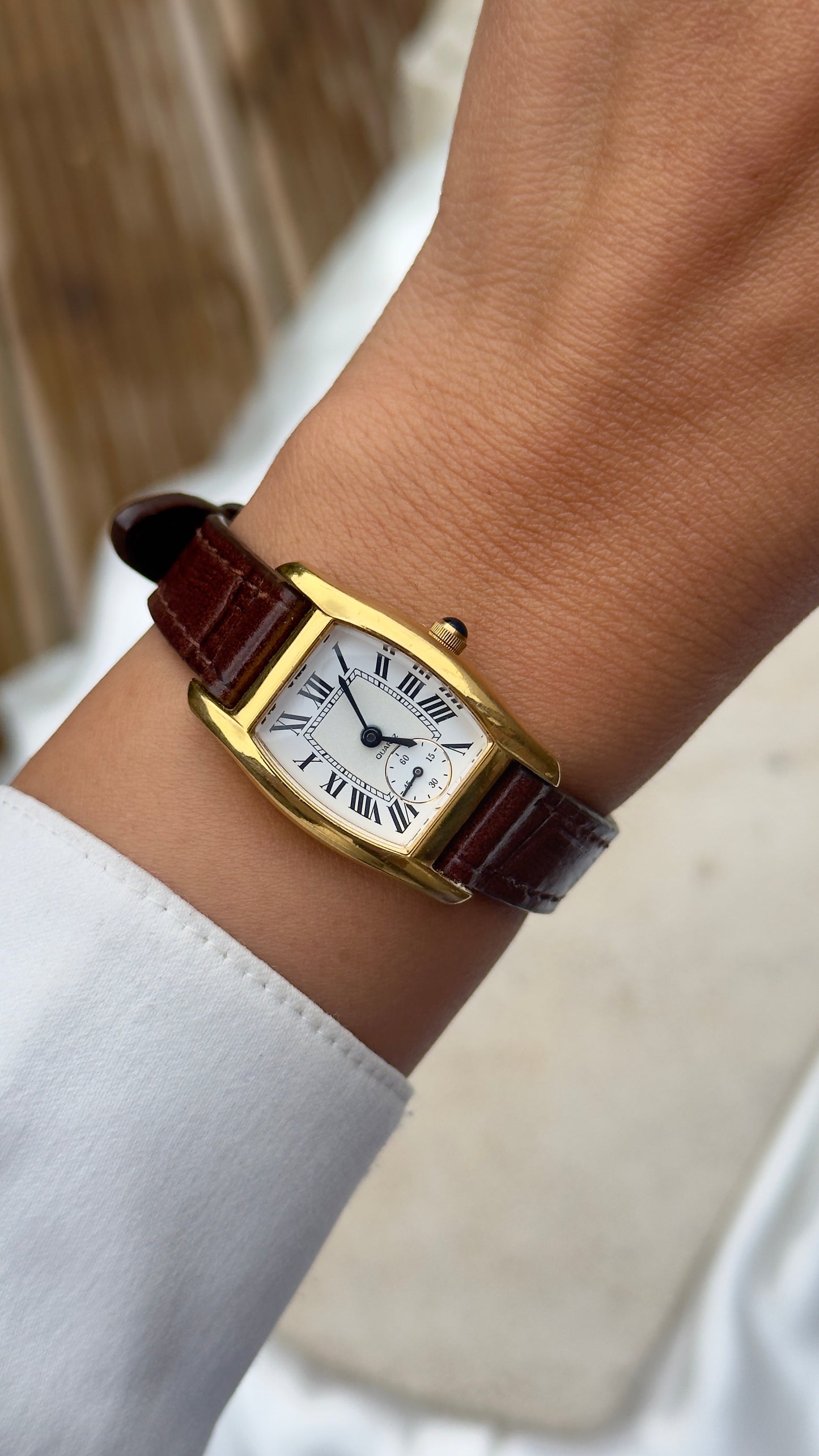 Vintage Noevir Watch 1990s - Handmade Genuine Leather