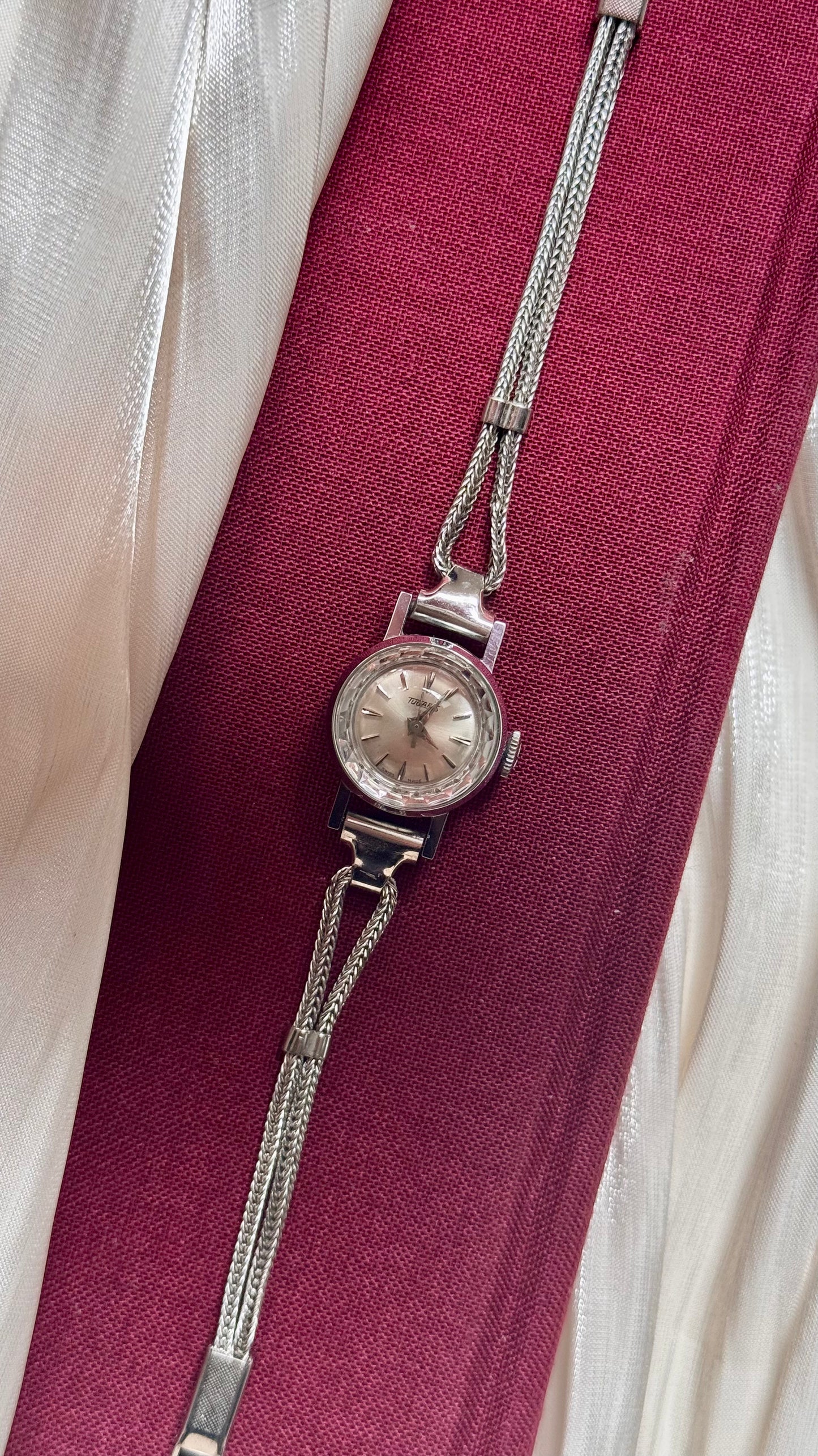 1960s Tugaris Manual Wind Watch, White Gold Plated Plated Case