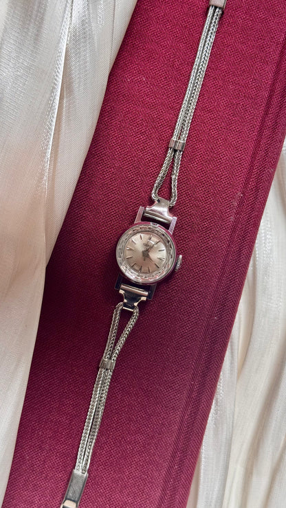 1960s Tugaris Manual Wind Watch, White Gold Plated Plated Case