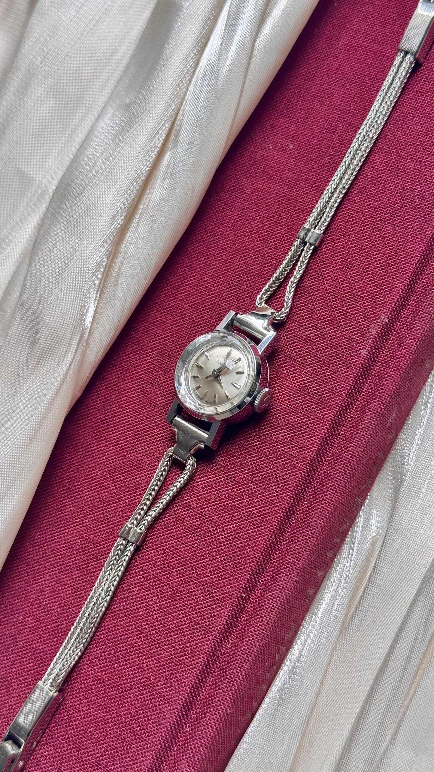 1960s Tugaris Manual Wind Watch, White Gold Plated Plated Case
