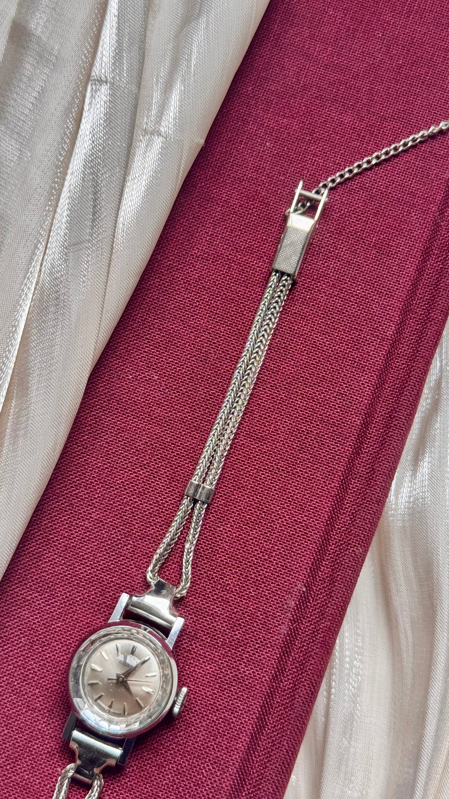 1960s Tugaris Manual Wind Watch, White Gold Plated Plated Case