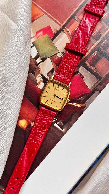 Seiko Exceline 1990 Vintage Watch - Bespoke Genuine Ostrich Leg Leather