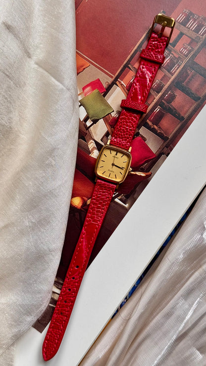 Seiko Exceline 1990 Vintage Watch - Bespoke Genuine Ostrich Leg Leather