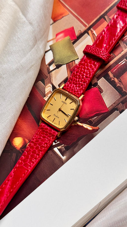 Seiko Exceline 1990 Vintage Watch - Bespoke Genuine Ostrich Leg Leather