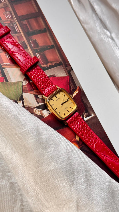 Seiko Exceline 1990 Vintage Watch - Bespoke Genuine Ostrich Leg Leather