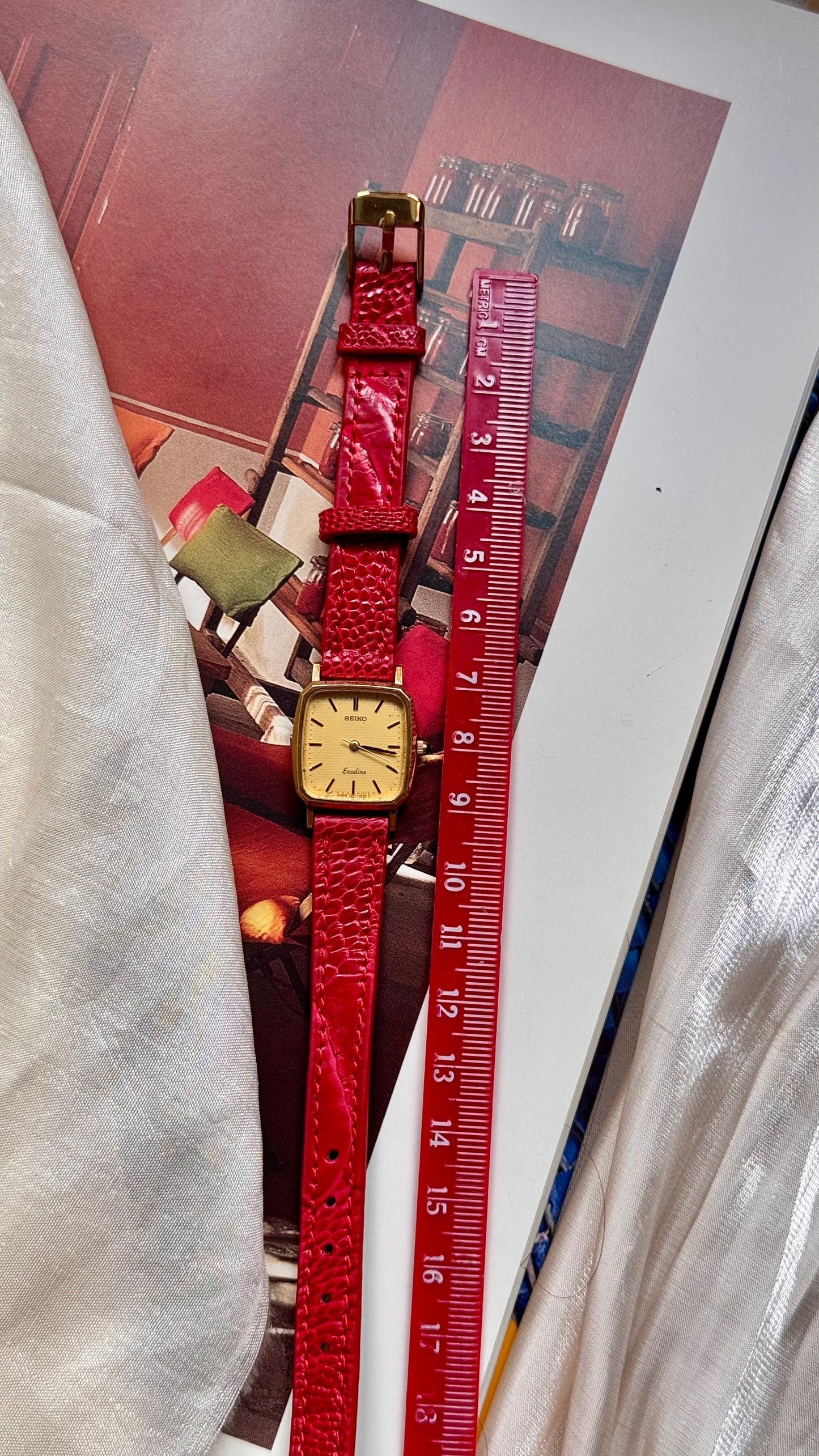 Seiko Exceline 1990 Vintage Watch - Bespoke Genuine Ostrich Leg Leather