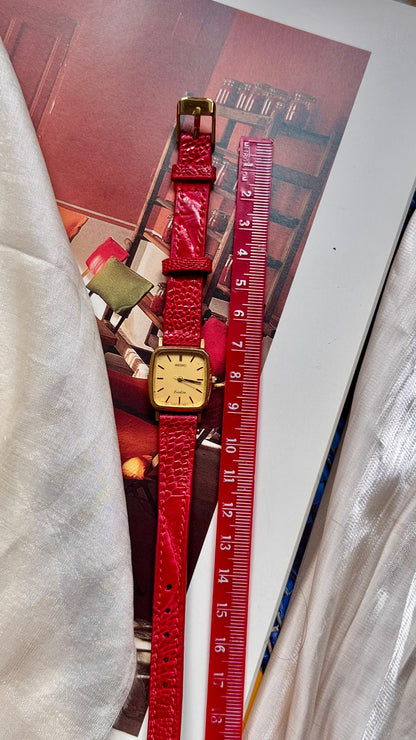Seiko Exceline 1990 Vintage Watch - Bespoke Genuine Ostrich Leg Leather