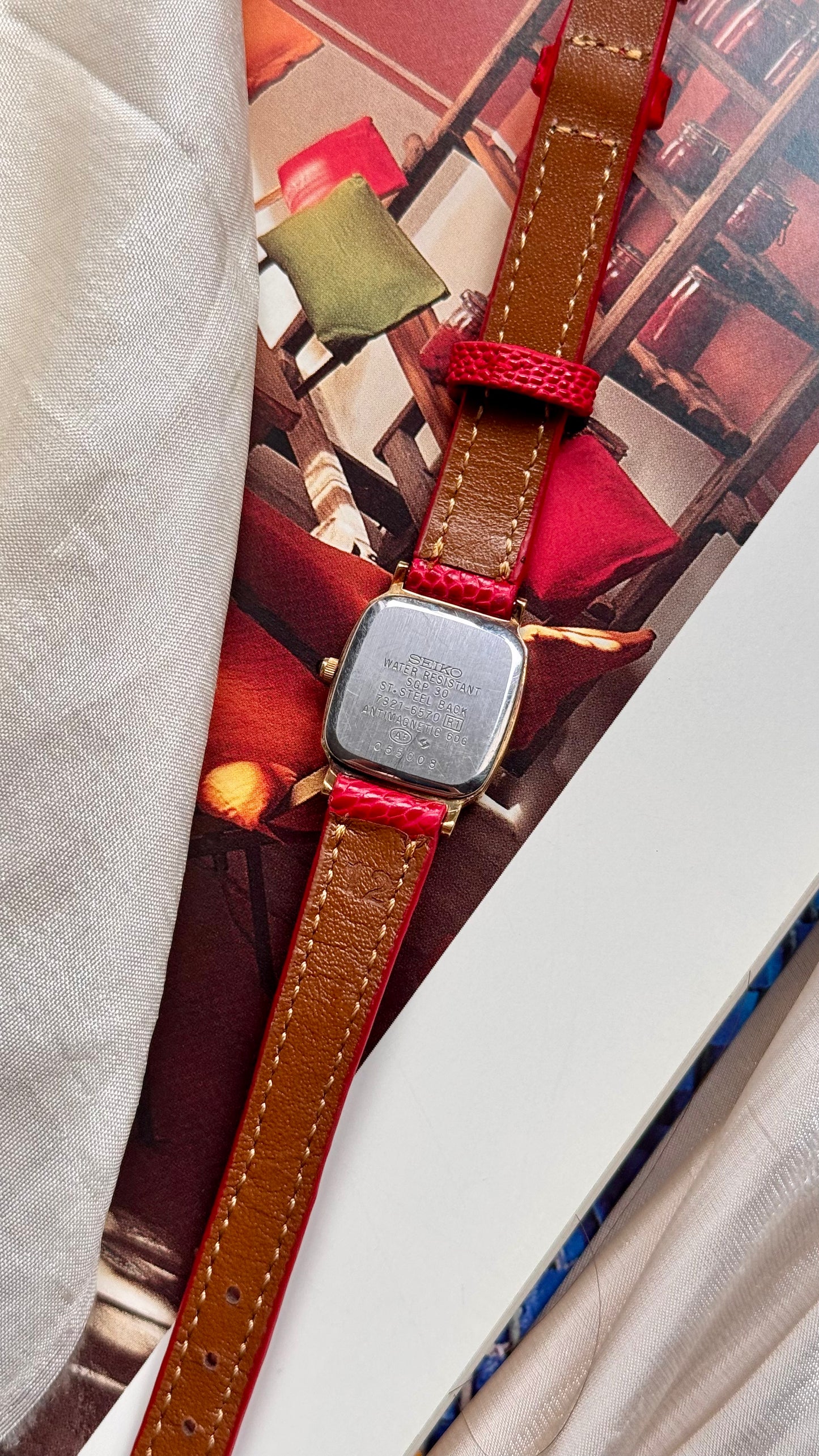 Seiko Exceline 1990 Vintage Watch - Bespoke Genuine Ostrich Leg Leather