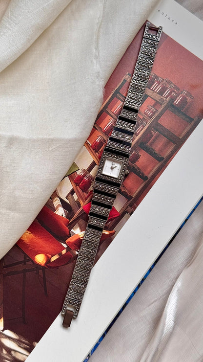 Heel Vintage Watch - Onyx with Marcasite