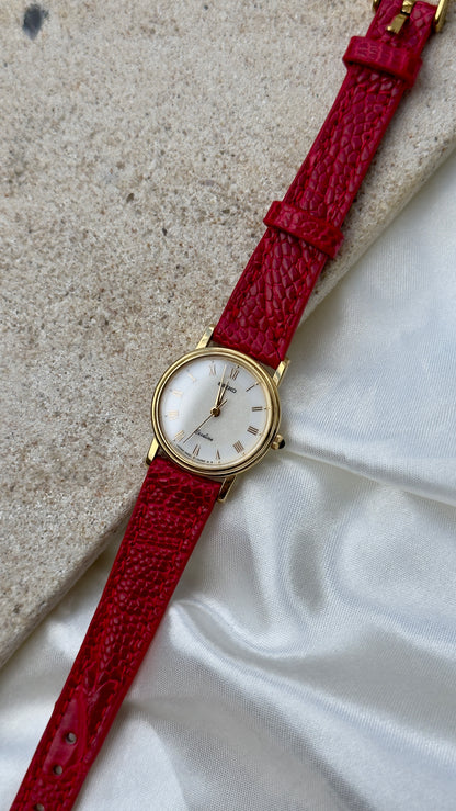 Vintage Seiko Exceline 1991 Watch - 30 Micron Gold Plated, handmade genuine leather