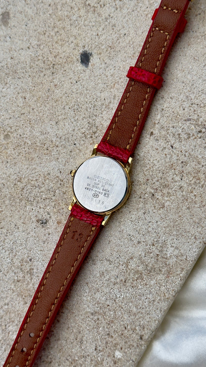 Vintage Seiko Exceline 1991 Watch - 30 Micron Gold Plated, handmade genuine leather