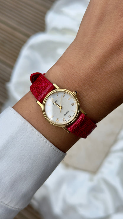 Vintage Seiko Exceline 1991 Watch - 30 Micron Gold Plated, handmade genuine leather