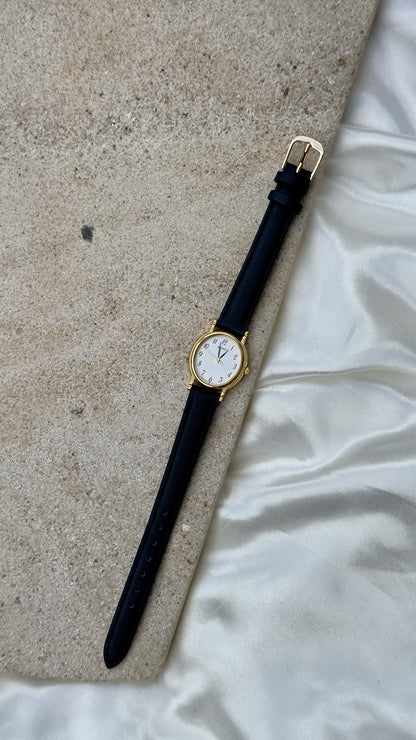 Near Mint - Vintage Seiko 1990 Watch - Gold Plated Stepped Case, handmade genuine leather