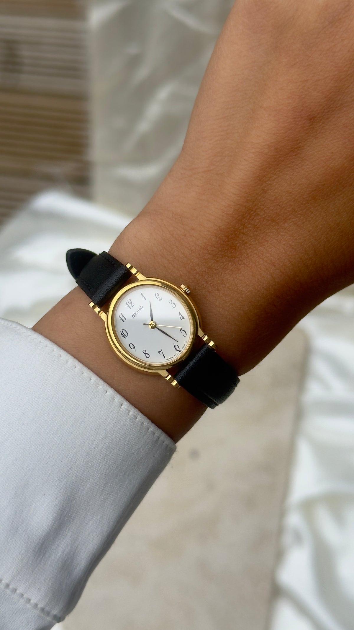 Near Mint - Vintage Seiko 1990 Watch - Gold Plated Stepped Case, handmade genuine leather