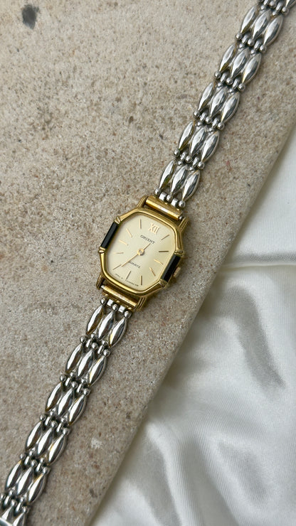 ORIENT vintage watch - gold plated and onyx case
