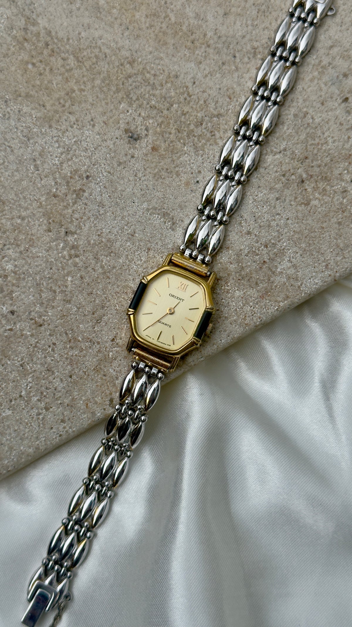 ORIENT vintage watch - gold plated and onyx case
