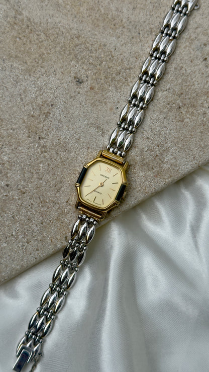 ORIENT vintage watch - gold plated and onyx case