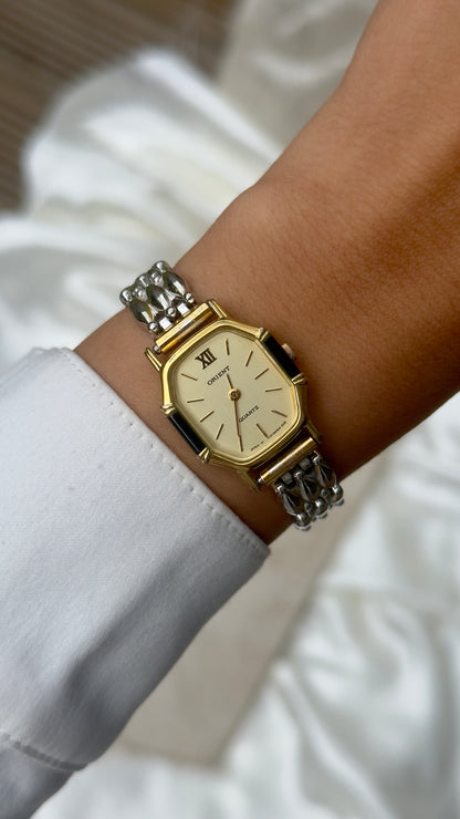 ORIENT vintage watch - gold plated and onyx case