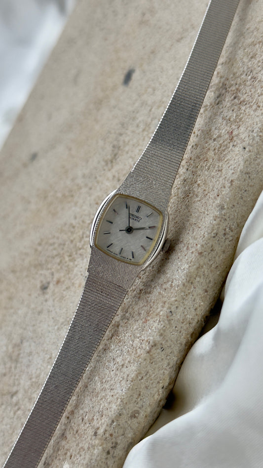 Mint 1985 Vintage Seiko Watch - White Gold Plated